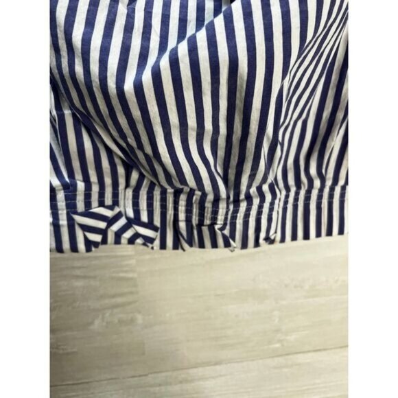 Blue & White Striped Off-Shoulder Crop Top By Zara Basic Collection With Long Sl - Picture 6 of 7